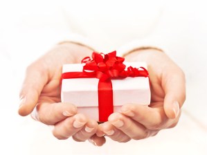 Hands holding beautiful gift box